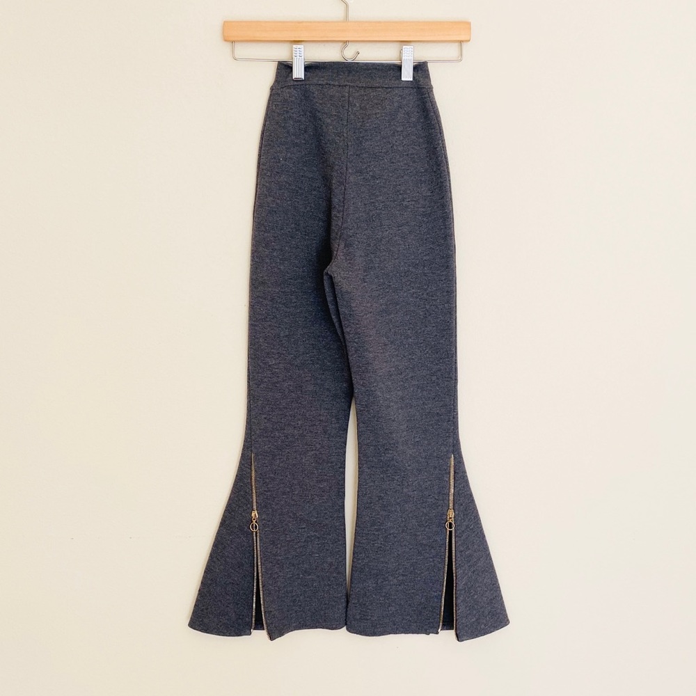 Stella McCartney Gray Crop Flair Wool Blend Zipper Pants 0- 2/36 - Picture 1 of 8